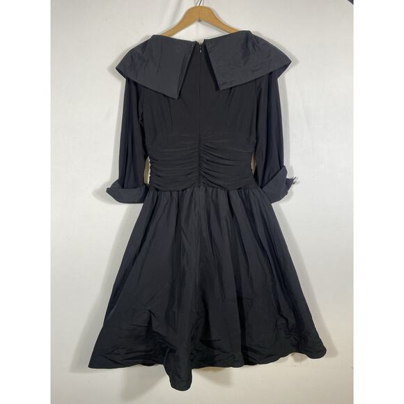 Eliza J Dress Size 10 Black Formal Fit & Flare 1950s Style Jersey Knit Satin - Picture 11 of 13